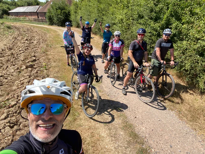 Smiling people on gravel bikes