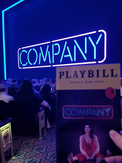 Photo of the Playbill for Company in front of the stage