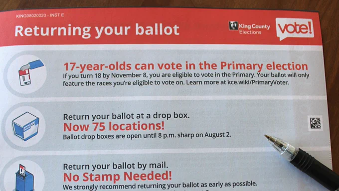 Photo of top of "Returning your ballot" instructions from King County