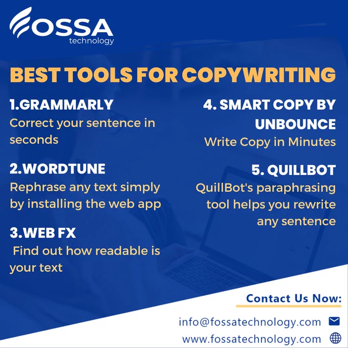 Looking for the best copywriting tools to support your content creation efforts in digital marketing?
.
.
  #marketingdigital #marketingstrategy #marketingtips #marketingagency #marketingtools #digitalmarketing #marketingideas #entrepreneurship #algorithm #fossatechnology 