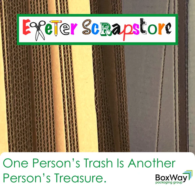 Boxway donate their corrugated offcuts to the Scrapstore in Exeter for creative play and arts projects.