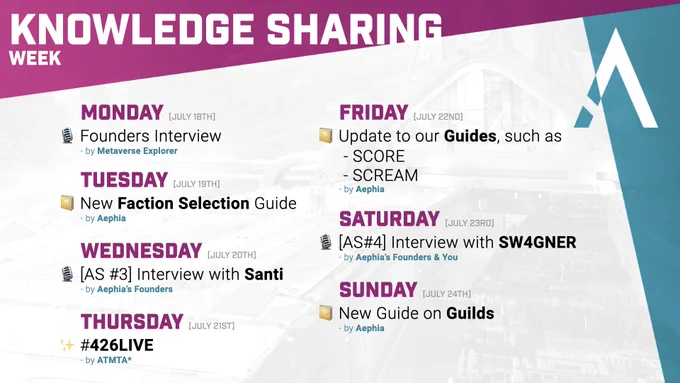 Aephia's #KnowledgeSharingWeek Schedule