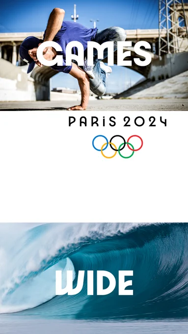 Anneaux olympiques avec slogan en anglais "Games Wide"