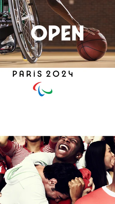 Agitos Paralympiques avec la fin du slogan anglais 'Open"