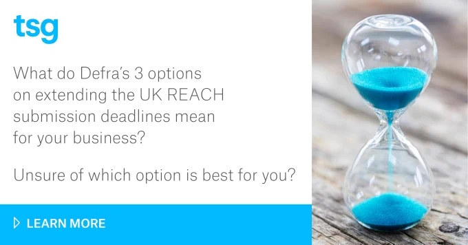 Hourglass denoting the deadline for submitting response to Defra's 3 options on extending the UK REACH submission deadlines