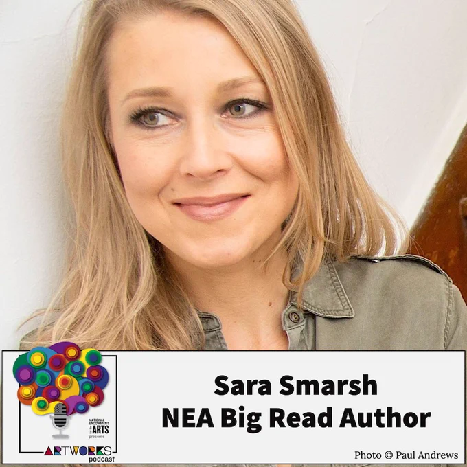 headshot of Sara Smarsh, who is a white woman with long blonde hair. She is smiling and looking away from the camera.