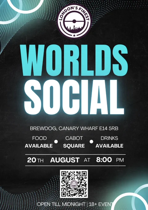Pokémon World Championship Social, hosted by London's Finest. Brewdog Canary Wharf, 2 Churchill Place, E14 5RB.