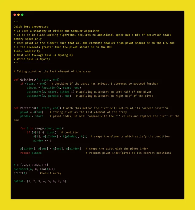 Quick Sort Algorithm in python
