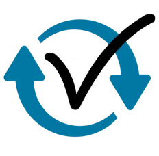 The WA Checklist logo consists of two arrows creating a circle with a check mark in the center illustrating the process of making continuous and reflective course improvements.