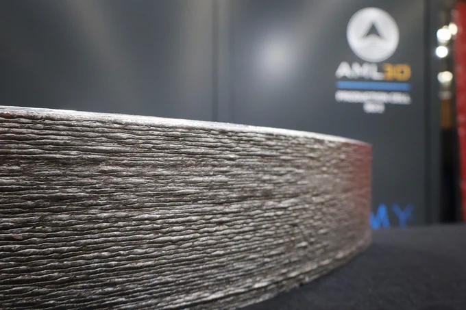 A wire additive manufactured #WAM coupon, made with AML3D's ARCEMY #Metal3DPrinter.