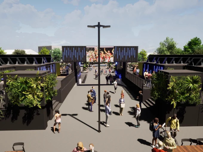 A GCI artist's impression showing people visiting the Foundry.