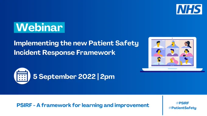 PSIRF webinar is taking place 5 September at 2pm