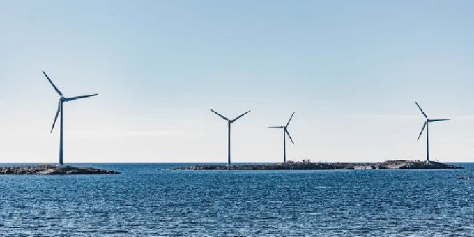 Four ocean based wind turbines