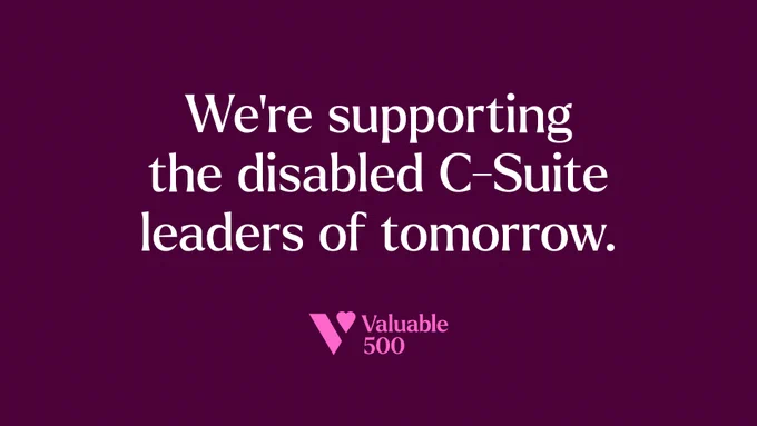 Purple image with text: "We're supporting the disabled C-Suite leaders of tomorrow."