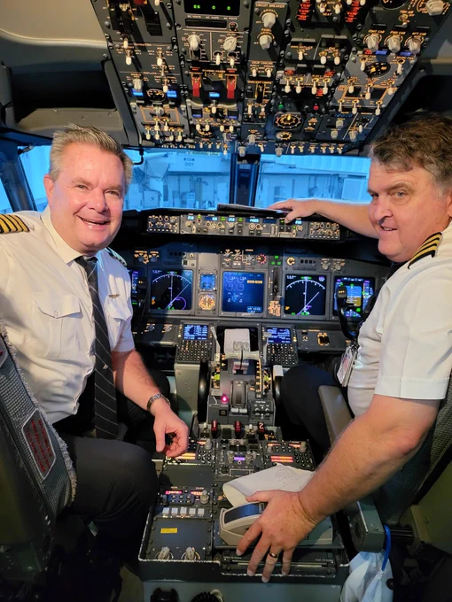 Captain Robert McCartney and retiring First Officer Mark Walker (23yrs)