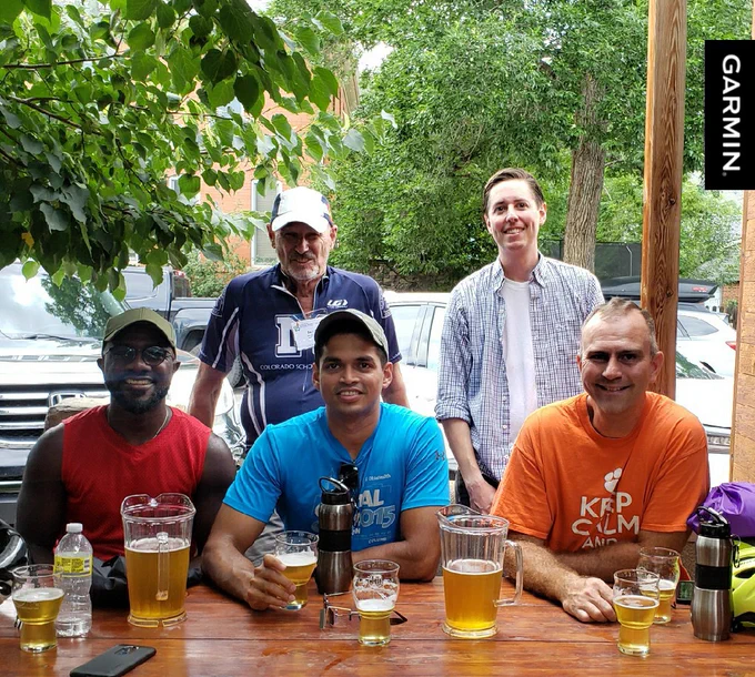 Group of 5 chemical engineering faculty at beer garden