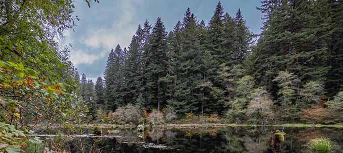 Autumn view of Wasson Lake in the Devil's Staircase Wilderness