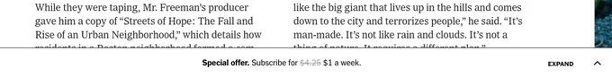Mid-article text cut off by a modal window that can't be dismissed.