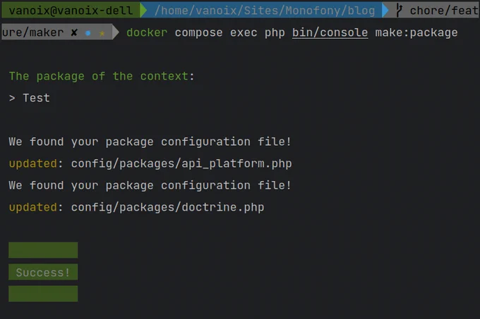 Une capture d'écran du terminal linux. Une commande console execute un traitement et modifie deux fichiers. Mon avis c'est que c'est beau. Très beau.