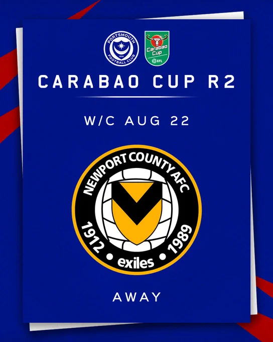 Carabao Cup Second Round Draw: Newport County vs Pompey