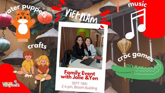 Water puppets, crafts, croc games, music: Vietnam family event with Jolie and Yen Sept 18, 2-4.