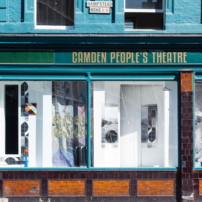 Photo of CPT with artwork displayed in its large windows.