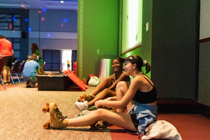 TXST students at LBJ Takeover roller skating event