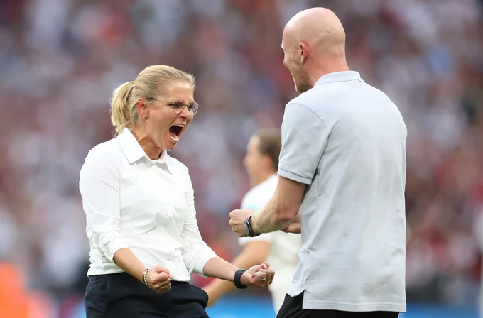 Sarina Wiegman celebrates at full time