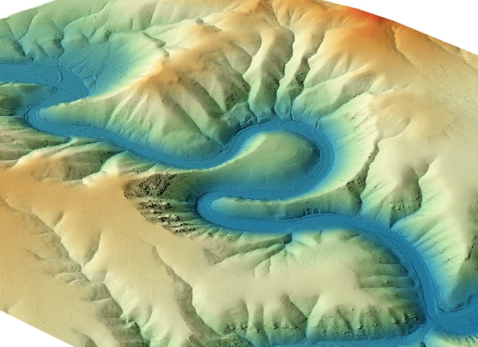 DEM of entrenched meander along the Yakima River, Washington from the OpenTopography OpenLandform Catalog.