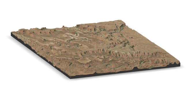 Canyonlands, Utah created using the Rayshader Jupyter Notebook.
