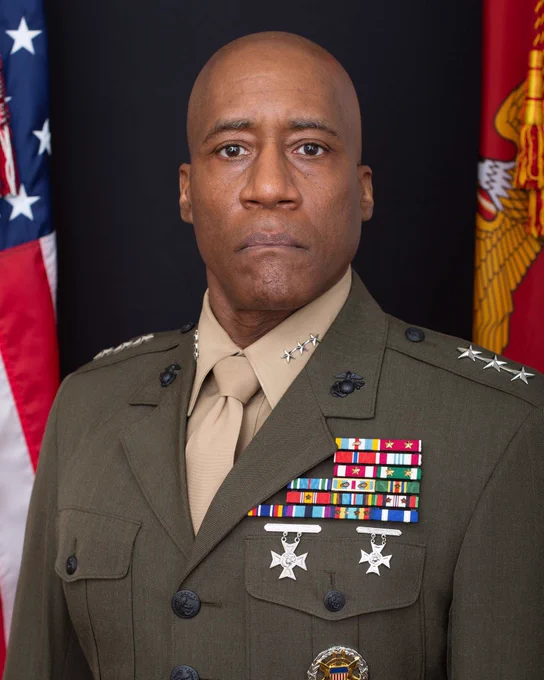 An image shows Michael Langley, who was just confirmed by the Senate to be a four-star general in the United States Marine Corps.