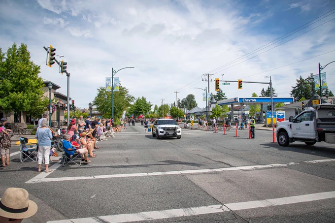 Delta Police car driving in Tsawwassen Sun Festival. 