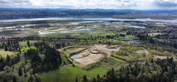 Photo Credit: The Zimmerly property (in the foreground) in the Columbia River Gorge National Scenic Area. (Image by Brady Holden)