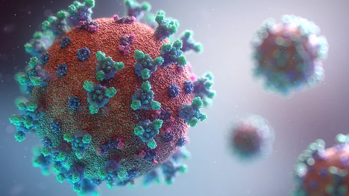 Digital representation of the COVID-19 virus.