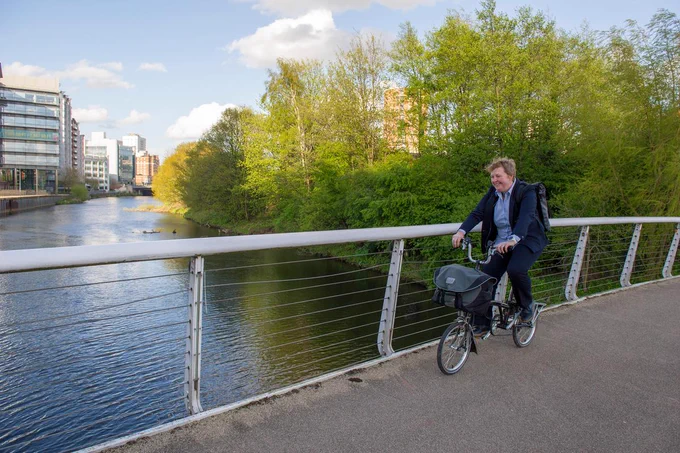 Cycling to work over a bridge