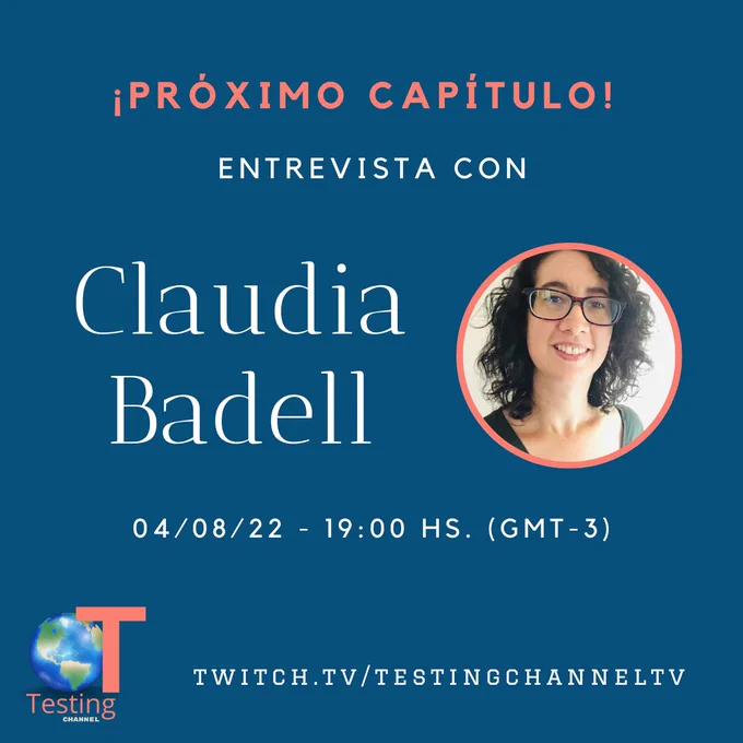 Entrevista a Claudia Badell en Testing Channel TV este jueves 4 de agosto a las 19 horas.