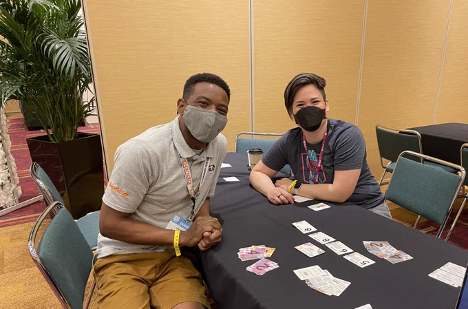 Jay and Carrie with his game Spotlight