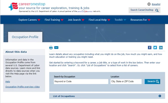 CareerOneStop's Occupation Profile can help you learn about careers of interest