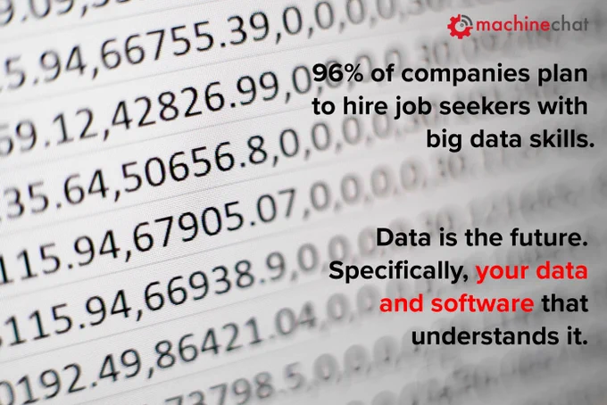 96% of companies plan to hire job seekers with big data skills. Data is the future. Specifically your data and software that understands it. 