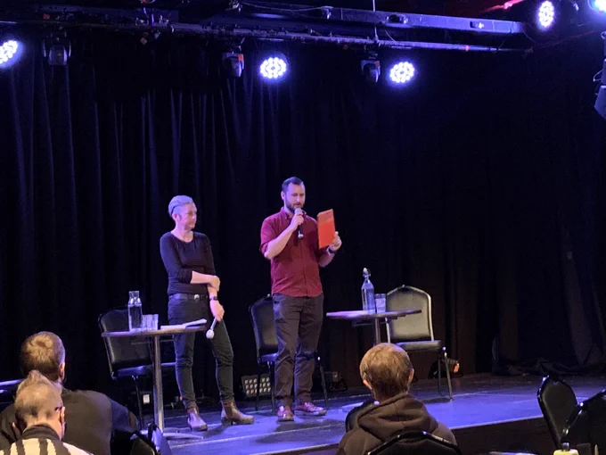 Sam and Jenn on stage