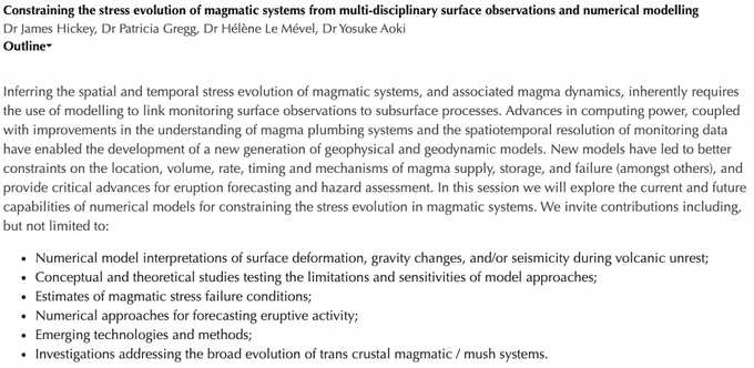 Inferring the spatial and temporal stress evolution of magmatic systems, and associated magma dynamics, inherently requires the use of modelling to link monitoring surface observations to subsurface processes. Advances in computing power, coupled with improvements in the understanding of magma plumbing systems and the spatiotemporal resolution of monitoring data have enabled the development of a new generation of geophysical and geodynamic models. New models have led to better constraints on the location, volume, rate, timing and mechanisms of magma supply, storage, and failure (amongst others), and provide critical advances for eruption forecasting and hazard assessment. In this session we will explore the current and future capabilities of numerical models for constraining the stress evolution in magmatic systems.