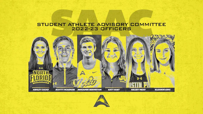 The ASUN Conference Student-Athlete Advisory Committee (SAAC) announced on Friday the officers for the upcoming 2022-23 academic year. Elected by their peers, North Florida's Ashley Cozad, Lipscomb's Scotty McKenzie and FGCU's Benjamin Hermiston are set to take over leadership roles with the SAAC. The Ospreys' Ashley Cozad represents the ASUN Conference at the NCAA Divison I SAAC level.
