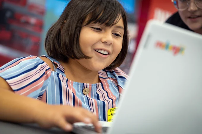 MakerGirl learning 3D printing and getting excited to create her first design!
