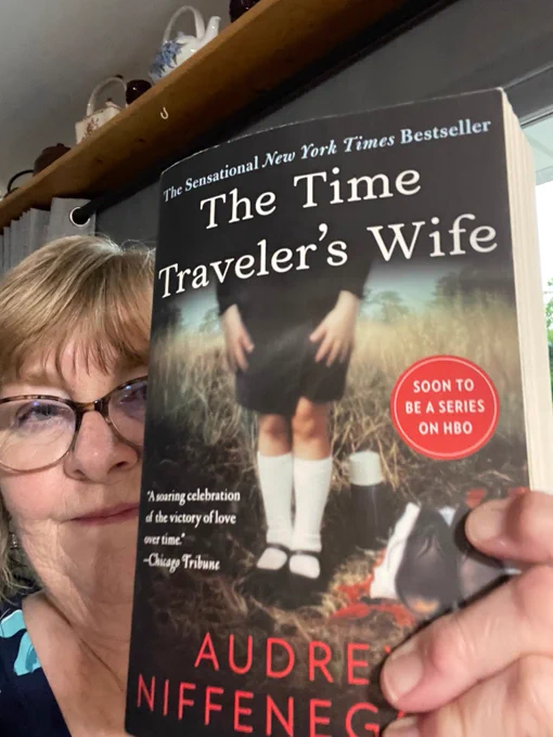 Debbie Morris with her favorite book "The Time Traveler’s Wife" by Audrey Neffinger