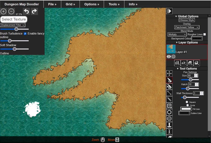 World map designed in Dungeon Map Doodler software