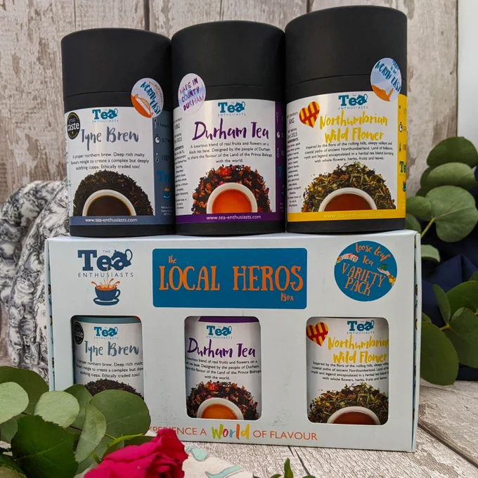 Tea Enthusiasts local heros gift box displayed with loose leaf tea pots