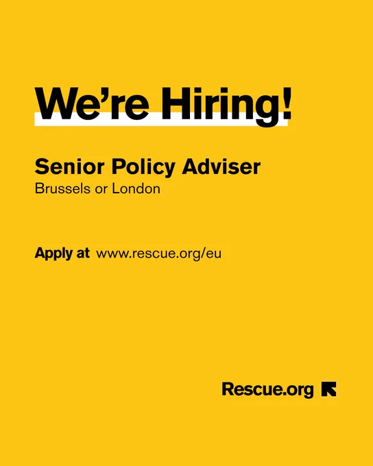 We're hiring! Senior Policy Adviser. Brussels or London. Apply at www.rescue.org/eu.