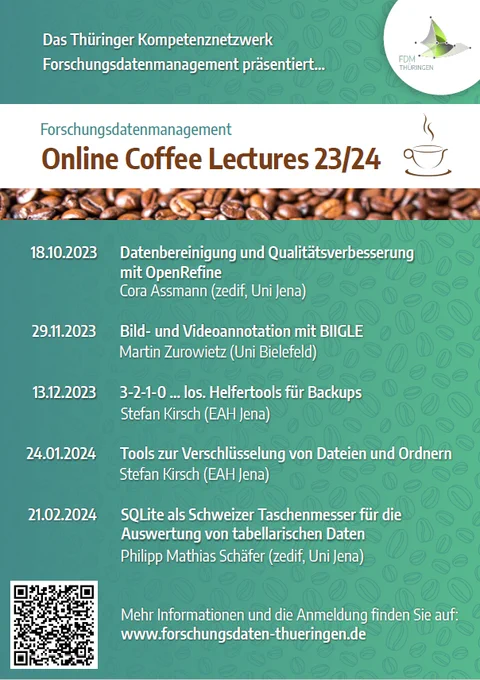 Cofffe Lecture Programm des TKFDM für das Wintersemester 23/34