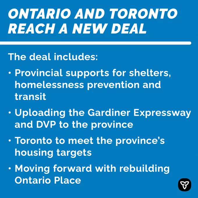 Highlights of new deal with text: Ontario and Toronto reach a new deal 