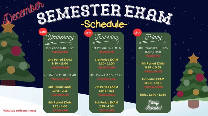 Fall 2023 Semester Exam Schedule